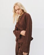 Collarless suede blazer - Image 3