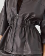 Faux leather jacket with elasticated waist - Image 3