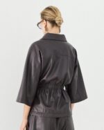 Faux leather jacket with elasticated waist - Image 4