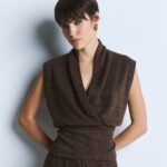 Lurex wrap knit top