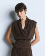 Lurex wrap knit top