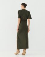 Midi dress with slit and ruching - Image 4