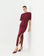 Midi dress with slit and ruching - Image 5