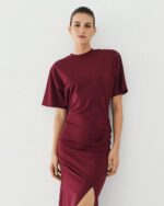 Midi dress with slit and ruching - Image 6