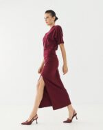 Midi dress with slit and ruching - Image 7