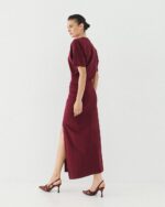 Midi dress with slit and ruching - Image 8