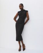 Ruched midi dress with open back - Image 2