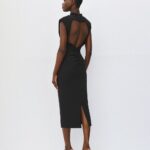 Ruched midi dress with open back
