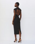 Ruched midi dress with open back