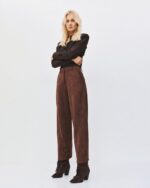 Suede-effect barrel-leg pants - Image 2