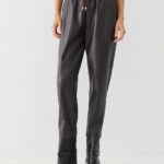 Faux leather pants with elasticated waist