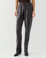 Faux leather pants with elasticated waist