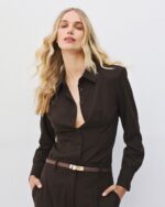 Fitted shirt with padded shoulders - Image 3